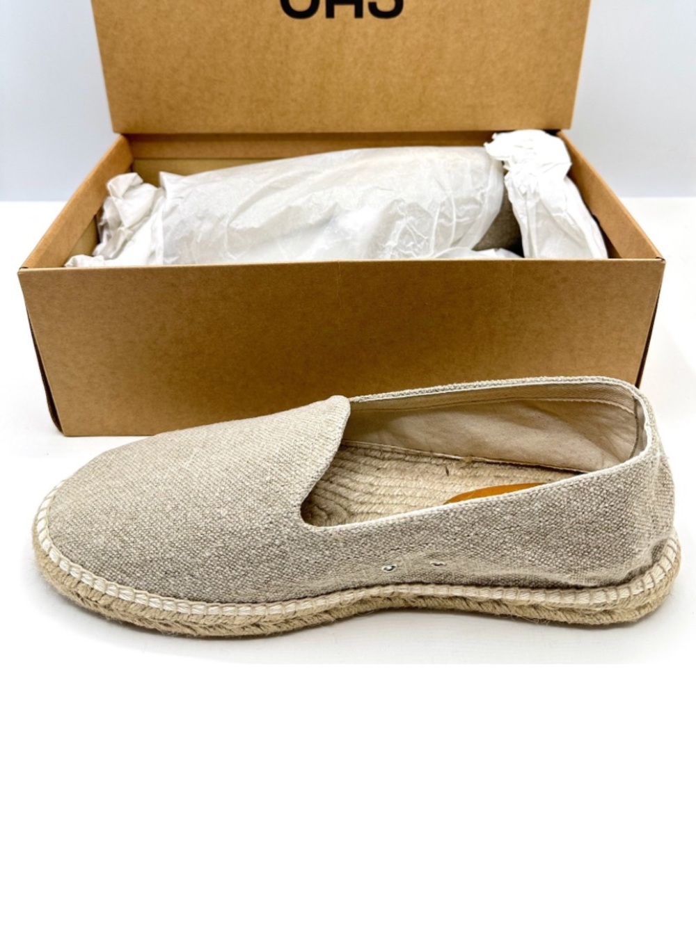 NIB OAS Beige Canvas Espadrille with Tan Insole